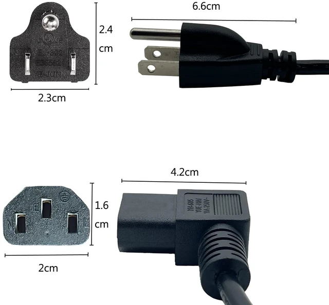 Alt view image 3 of 5 - 3 Prong Female Coiled Spiral Power Cable,3 Prong AC Power Cord Cable 2.5m/8FT 18AWG Connector Plug Wire,Suitable for TV, Computer, Printer, Radio, Monitor Laptop, etc (Black UP Angle)
