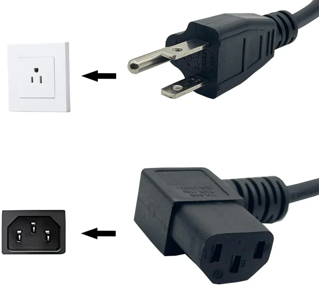 Alt view image 4 of 5 - 3 Prong Female Coiled Spiral Power Cable,3 Prong AC Power Cord Cable 2.5m/8FT 18AWG Connector Plug Wire,Suitable for TV, Computer, Printer, Radio, Monitor Laptop, etc (Black UP Angle)