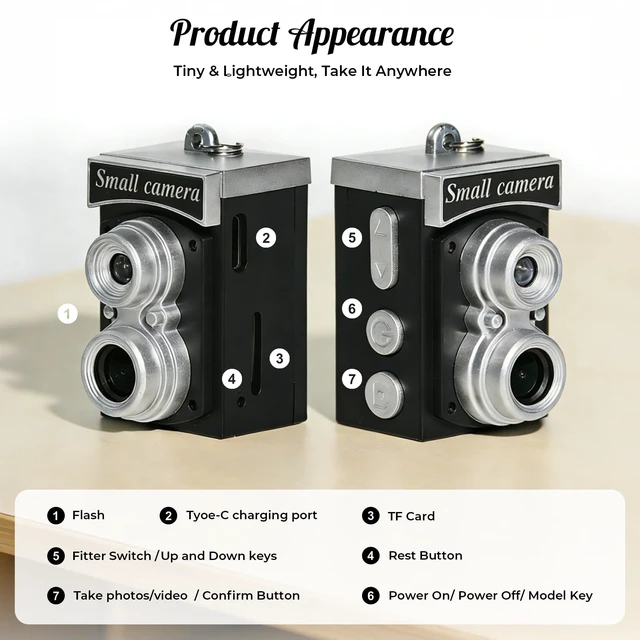 Alt view image 6 of 7 - 1080P HD Keychain Camera with 1.14 Display - Portable Mini Camcorder, Long Battery Life & 64GB Card Included for Travel Vlog, Night Shots, Everyday Recording