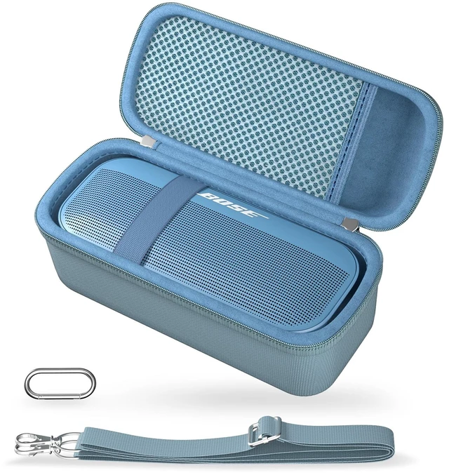 Main image of Hard Case for Bose SoundLink Flex 2nd/1st Gen Speaker - Blue Hard Travel Storage Case with Mesh Pocket, Shoulder Strap and Carabiner for Bose SoundLink Flex 2nd/1st Gen Speaker