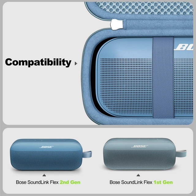 Alt view image 2 of 7 - Hard Case for Bose SoundLink Flex 2nd/1st Gen Speaker - Blue Hard Travel Storage Case with Mesh Pocket, Shoulder Strap and Carabiner for Bose SoundLink Flex 2nd/1st Gen Speaker