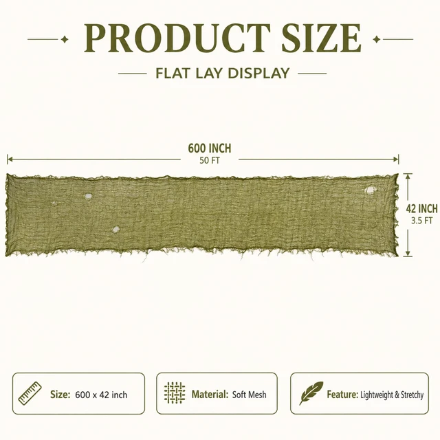 Alt view image 2 of 7 - Halloween Green Creepy Cloth 600x42 Inch Spooky Gauze Decor Spooky Haunted Look, Easy to Drape and Shape, Customizable DIY Decor, Indoor and Outdoor Halloween Use,Spooky Haunted Look