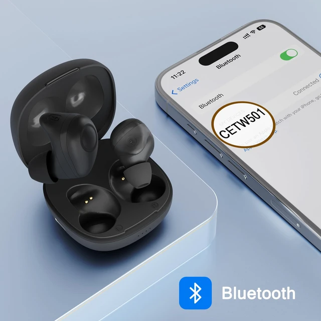 Alt view image 5 of 7 - True Wireless Earbuds, Charging Case Bluetooth Headphones, Automatic Pair Portable Wireless Ear Buds, Wireless Bluetooth Earbuds, up to 40-HR Play, Compatible w/Siri, Google