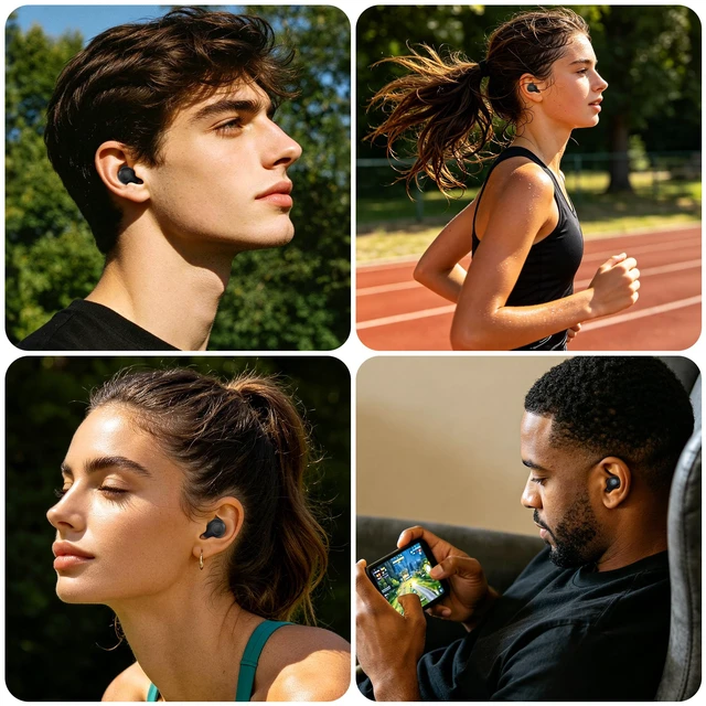 Alt view image 4 of 7 - True Wireless Earbuds, Charging Case Bluetooth Headphones, Automatic Pair Portable Wireless Ear Buds, Wireless Bluetooth Earbuds, up to 40-HR Play, Compatible w/Siri, Google