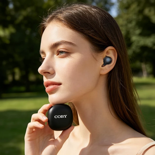 Alt view image 6 of 7 - True Wireless Earbuds, Charging Case Bluetooth Headphones, Automatic Pair Portable Wireless Ear Buds, Wireless Bluetooth Earbuds, up to 40-HR Play, Compatible w/Siri, Google