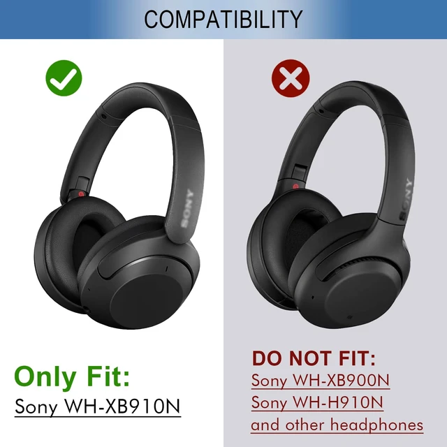 Alt view image 2 of 7 - Ear Pads Replacement for Sony WH-XB910N Headphones, Blue Earpads Ear Cushions for Sony WH-XB910N, Protein Leather, High-Density Memory Foam, Noise Isolation