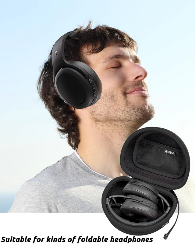 Alt view image 7 of 7 - Hard Storage Case Compatible with Skullcandy Crusher Over-Ear Headphones, for TOZO HT3 Headphones and More Foldable Headset, Travel Carrying Bag. (Case Only)-Black(Black Lining)
