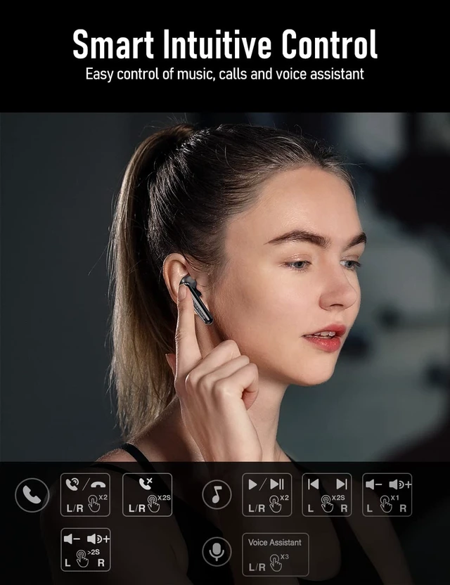 Alt view image 7 of 7 - Euphony 301 Wireless Earbuds Bluetooth in Ear Headphones Secure & Comfort Fit, Premium Sound, ENC Noise Isolation for Calling, Ear Buds for iPhone Galaxy Pixel & More Android