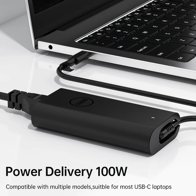 Alt view image 4 of 7 - 100W Dell USB C Charger for Latitude Precision Laptops Fast charging power adapter with built-in USB-C cable, compatible with Dell Inspiron, Latitude and Precision laptops