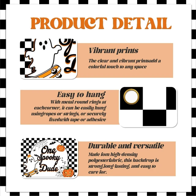 Alt view image 2 of 6 - One Spooky Dude Backdrop Halloween 1st Birthday Party Decorations Halloween Spooky Ghost Photography Background Photo Booth Props,7 * 5Ft
