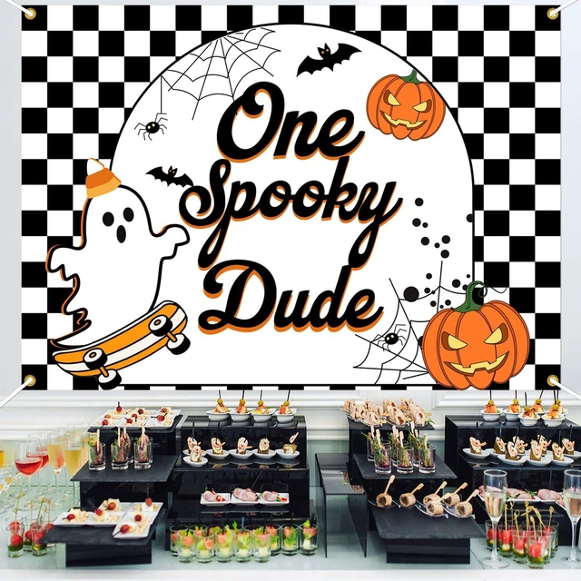 Alt view image 4 of 6 - One Spooky Dude Backdrop Halloween 1st Birthday Party Decorations Halloween Spooky Ghost Photography Background Photo Booth Props,7 * 5Ft