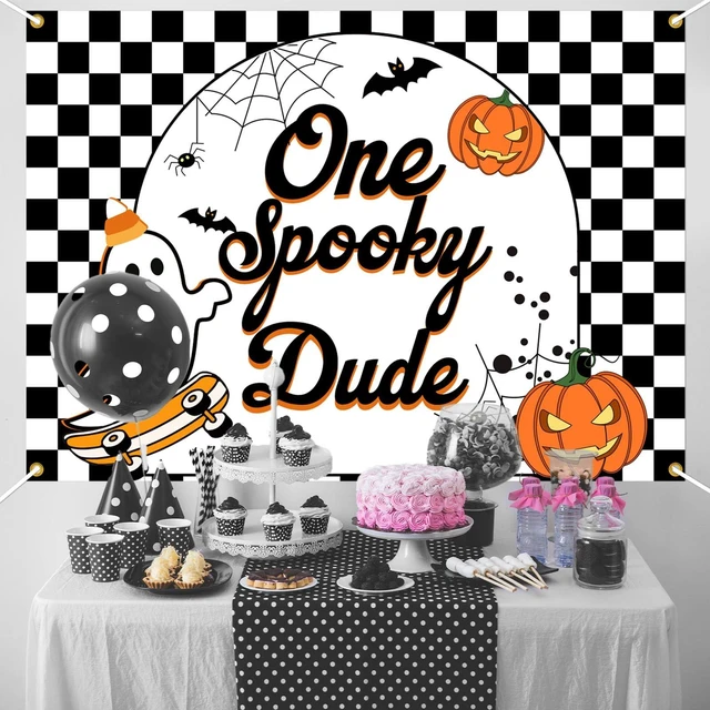 Alt view image 6 of 6 - One Spooky Dude Backdrop Halloween 1st Birthday Party Decorations Halloween Spooky Ghost Photography Background Photo Booth Props,7 * 5Ft