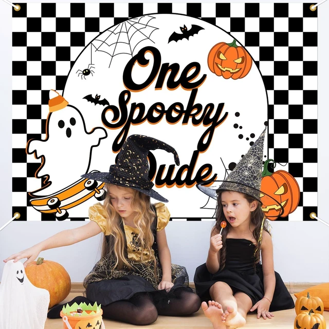 Alt view image 5 of 6 - One Spooky Dude Backdrop Halloween 1st Birthday Party Decorations Halloween Spooky Ghost Photography Background Photo Booth Props,7 * 5Ft