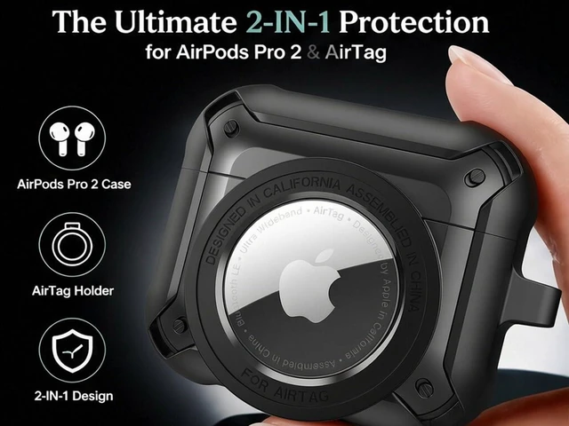 Alt view image 3 of 7 - for AirPods Pro 2 Case Hard Compatible with AirPods Pro 2nd/1st Generation Case with Air-tag Cute 2 in 1 Air-tag and Airpod Pro Cases for Airpod Pro 2/1 for Man Women(Black)