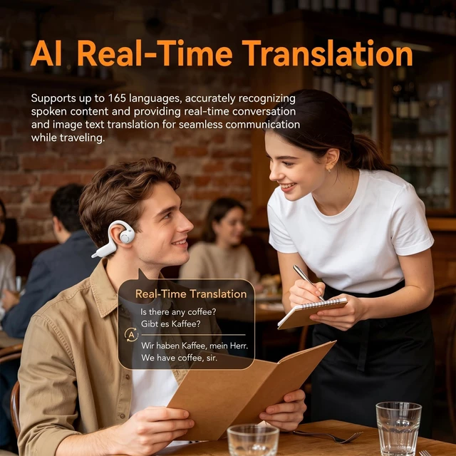 Alt view image 3 of 7 - Bone Conduction Headphones with Camera,Comfort Fit,Hands-Free POV Camera AI Translation Headphones,Open Ear Wireless Headphones with Hi-Fi Sound,Camera Headphones for Travel,Cycling,Running