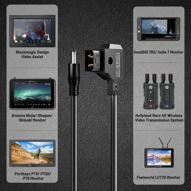 Alt view image 4 of 7 - D-tap to DC Power Cable for Canon C70, Atomos Shogun, SmallHD Indie 7 Monitor, Blackmagic Video Assist, 12V 5.5mm×2.1mm DC Cable 60cm 23.6in