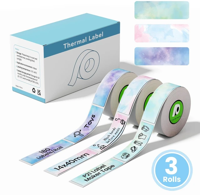 Main image of 3 Rolls Compatible with Nelko P21 Label Maker Tape NDYIN N12, ORGBRO X1,ORGSTA S001,POLONO P31S Label Maker, Black on Colorful Starry Sky Patterns Sticker Thermal Label