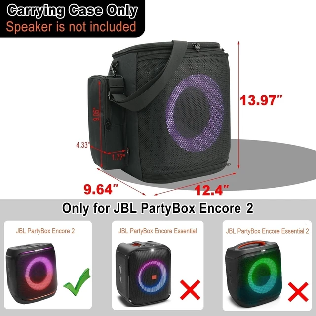 Alt view image 2 of 7 - Carrying Case Speaker Bag Compatible with JBL PartyBox Encore 2 Party Speaker, Protective Case Mesh Storage Bag with Shoulder Strap and Two Sides Accessories Pockets