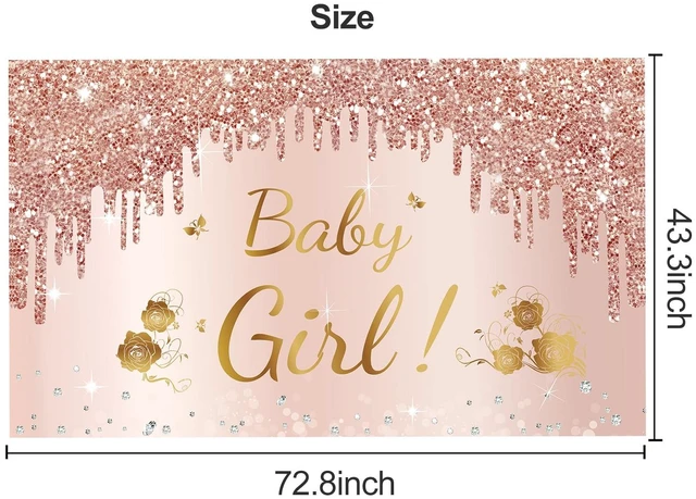 Alt view image 2 of 6 - Baby Shower Decorations Baby Girl Banner Backdrop Party Decorations Baby Girl Shower Sign Party Supplies, Pink Rose Gold Baby Shower Poster Background Photo Booth Props Decor