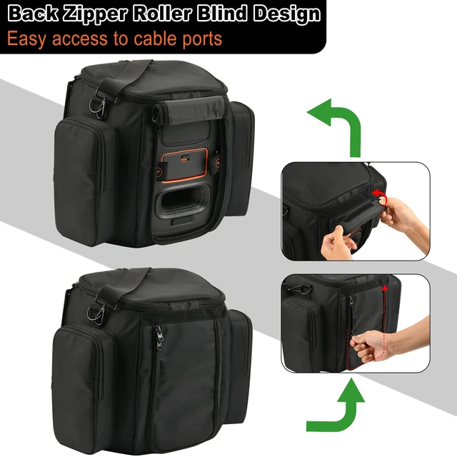 Alt view image 6 of 7 - Carrying Case Speaker Bag Compatible with JBL PartyBox Encore 2 Party Speaker, Protective Case Mesh Storage Bag with Shoulder Strap and Two Sides Accessories Pockets