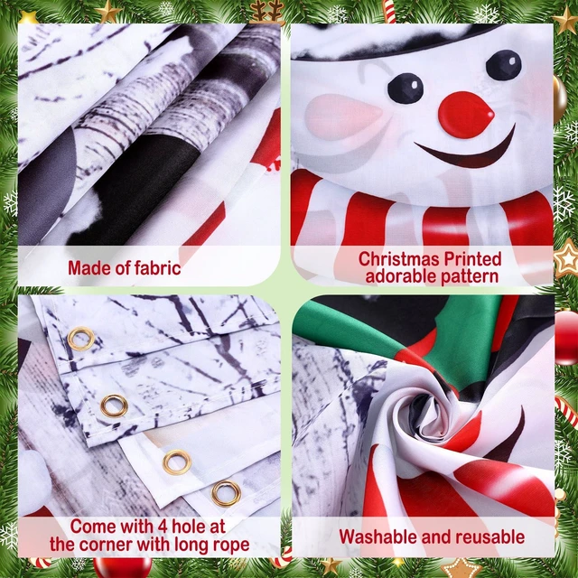 Alt view image 3 of 6 - Christmas Garage Door Cover 3.6 x 4.3 ft, Snowman Banner Winter Snowman Design, Weatherproof Material Outdoor Indoor, Easy Installation, Winter Front Yard Display