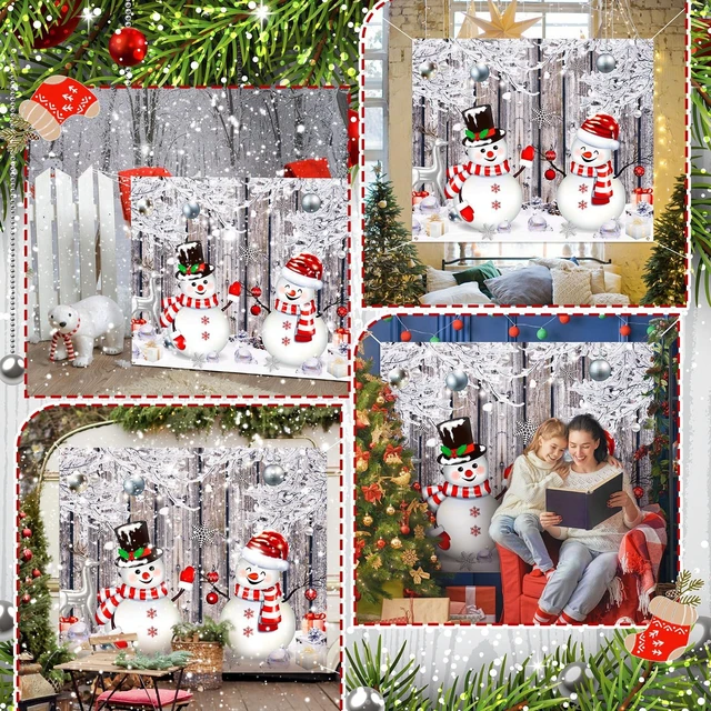 Alt view image 6 of 6 - Christmas Garage Door Cover 3.6 x 4.3 ft, Snowman Banner Winter Snowman Design, Weatherproof Material Outdoor Indoor, Easy Installation, Winter Front Yard Display