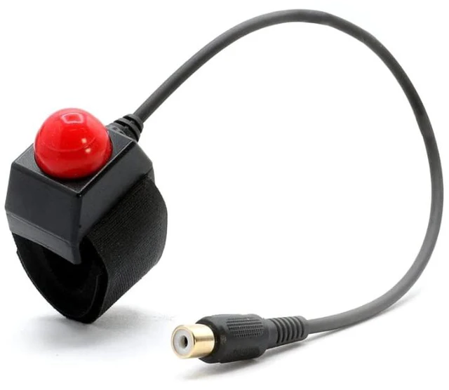 Main image of Motorcycle Hook-and-Loop Mount Push-to-Talk with RCA Replacement PTT for Moto MAX & Super Sport Kits with RCA Connector, Low-Profile Button, 12-Inch Cable & Handlebar Mount