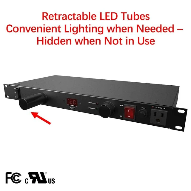 Alt view image 2 of 7 - 11-Outlet 2160J Rackmount Surge Protector PDU w/LED Lights & 10ft Cord, CPPDU511