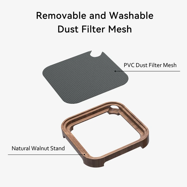 Alt view image 3 of 7 - Mac mini M4 Pro Stand, Cooling Mount with Dust Filter Mesh, Added Port Dust Plugs - Latest Dustproof Dock, Wooden Cooling Stand for Mac mini M4 Accessories - Power Button Within Reach (Ultra)