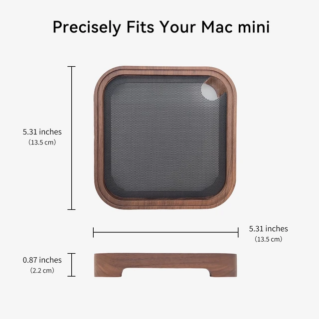 Alt view image 6 of 7 - Mac mini M4 Pro Stand, Cooling Mount with Dust Filter Mesh, Added Port Dust Plugs - Latest Dustproof Dock, Wooden Cooling Stand for Mac mini M4 Accessories - Power Button Within Reach (Ultra)