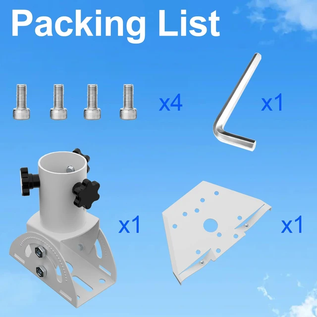 Alt view image 5 of 7 - Pipe Adapter for Starlink Mini Mini X, Fits 1-1.38 in Pole Mount Pole Adapter with Aluminum Alloy Plate, Painted Iron Shaft, 160° Tilt, 360° Rotation Compatible with Starlink Mini Mini Dish