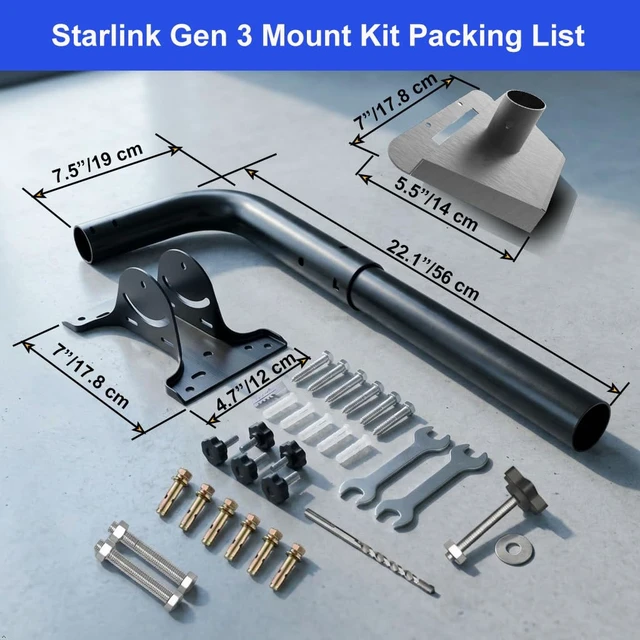 Alt view image 5 of 7 - Wall &Roof Mount for Gen 3& Gen 4/4X, 360° Adjustable and Extendable Fits Starlink Gen 3, Standard 4, and 4X. Extendable length. Mounts on wall, roof, concrete, or wood. Easy installation