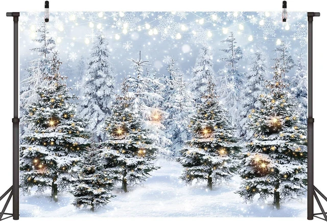 Alt view image 2 of 7 - Winter Forest Backdrop Banner 10x8FT Christmas Tree Snowy Snowflake Wonderland Scene Background Winter Holiday Party Decorations Supplies Photo Props