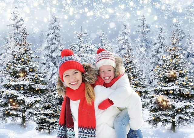 Alt view image 5 of 7 - Winter Forest Backdrop Banner 10x8FT Christmas Tree Snowy Snowflake Wonderland Scene Background Winter Holiday Party Decorations Supplies Photo Props