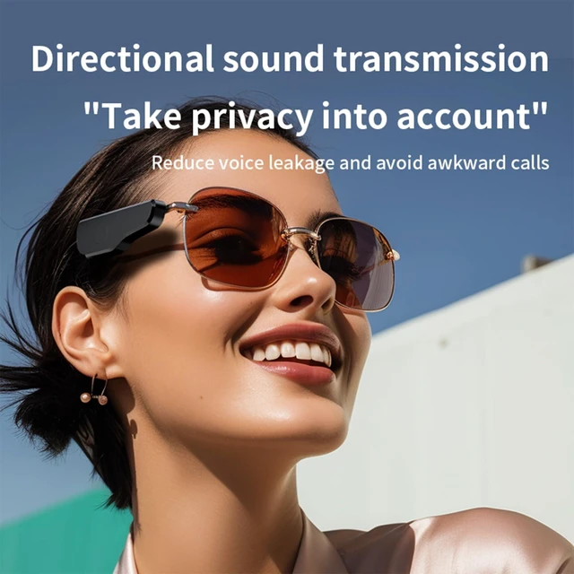 Alt view image 4 of 7 - Bluetooth Speaker Clip-On Glasses Open-Ear Speaker Touch Control Directional Sound Privacy Call for Driving Cycling Outdoor Sports Compatible with Sunglasses Normal Glasses