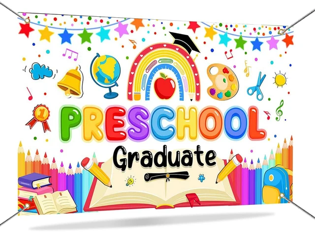 Main image of Preschool Graduation Backdrop Banner 2026 Prek Kindergarten Graduation Decorations Banner Congrats Grad Class of 2026 Preschool Graduation Decorations Photo Booth Props 70.8 x 43.3 Inch