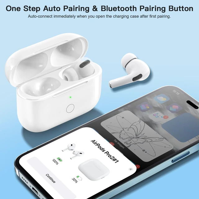 Alt view image 2 of 7 - Wireless Charging Case Compatible with AirPod Pro 2 1, Air Pod Pro 2 1 Charger Case Replacement with Bluetooth Pairing Sync Button, No Earbuds,USB-C Charging