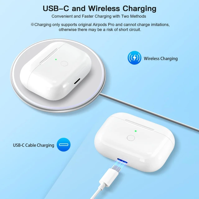 Alt view image 4 of 7 - Wireless Charging Case Compatible with AirPod Pro 2 1, Air Pod Pro 2 1 Charger Case Replacement with Bluetooth Pairing Sync Button, No Earbuds,USB-C Charging