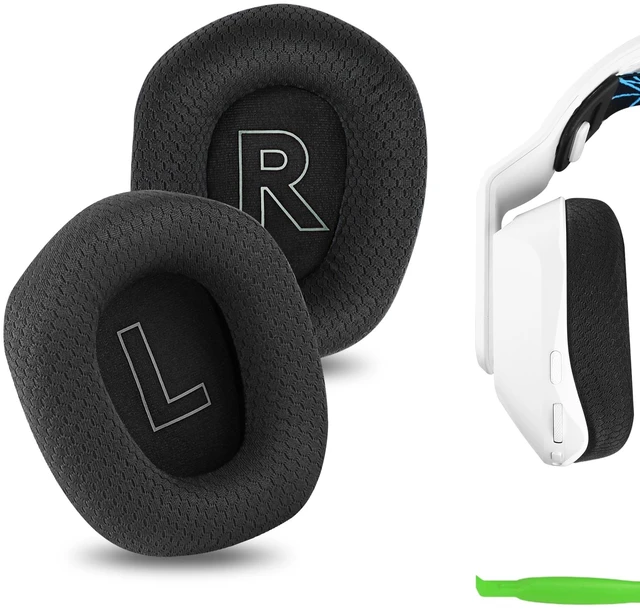Main image of Mesh Replacement Ear Pads for Logitech G733 G535 G335, Black High-Density Memory Foam, Secure Earcup Groove Fit, 4-Step Installation Tool Included, 1 Pair, Video Guide