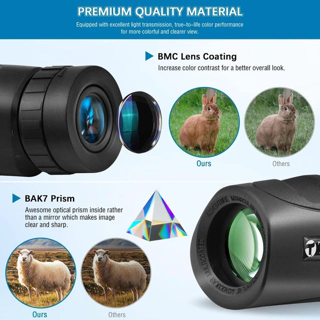 Alt view image 4 of 7 - Monocular Telescope Nature 10x25 for Hiking and Wildlife Viewing Pocket Sized Monocular, Multi-Coated Optics, 25mm Objective Lens, BaK-7 Prism, Lightweight for Outdoor, Waterproof & Fogproof
