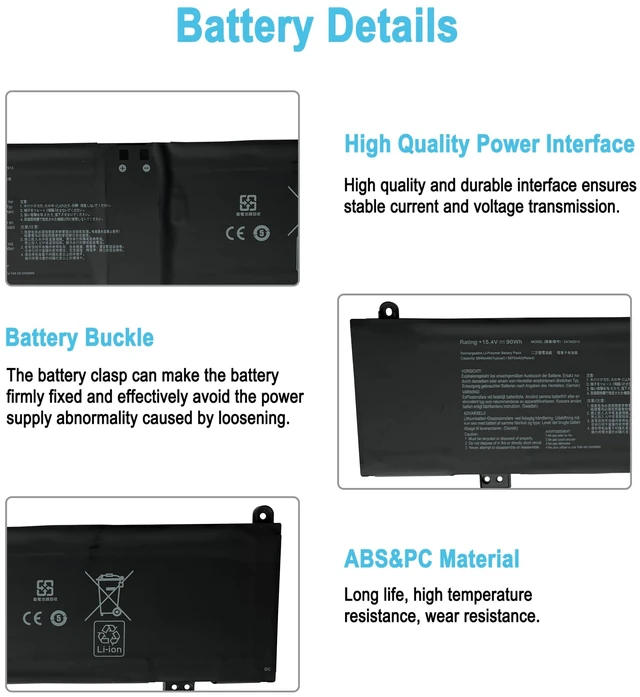 Alt view image 4 of 6 - 90Wh C41N2013 Laptop Battery Replacement for Asus Rog Strix G15 G513 G513R G513IR G513IM G513QM G513QR G513QY G17 RTX 3070 G713 G713R G713QR G713QM Series Notebook Black 15.4V 5845mAh