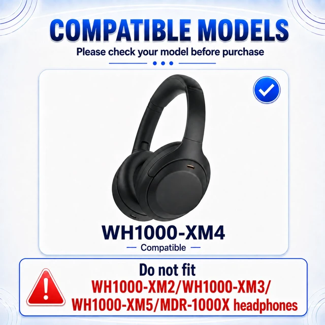 Alt view image 2 of 7 - Protein Leather Replacement Ear Pads for Sony WH-1000XM4Gold Extra-Thick and Durable Cushion Soft Memory Foam for Long-Lasting Comfort Sensor Friendly Design and Easy to Replace