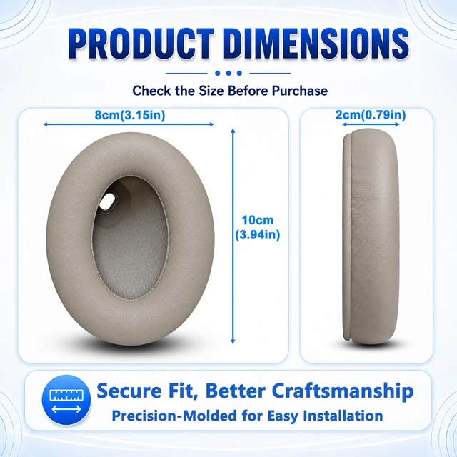 Alt view image 6 of 7 - Protein Leather Replacement Ear Pads for Sony WH-1000XM4Gold Extra-Thick and Durable Cushion Soft Memory Foam for Long-Lasting Comfort Sensor Friendly Design and Easy to Replace