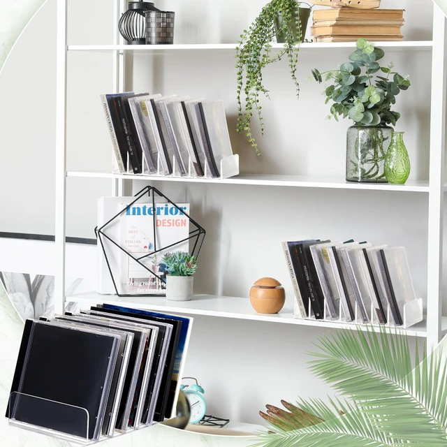 Alt view image 6 of 6 - 4 Pack Clear Acrylic CD Holder, DVD/CD Storage Box Record Display Rack Organizers Holds up to 14 Standard DVD Cases for Media Shelf Storage and Organization