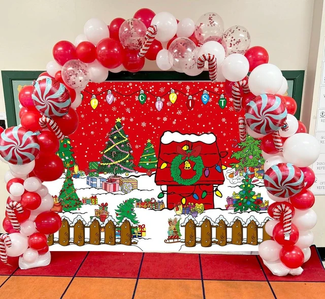 Alt view image 4 of 7 - Comic Christmas Red House Backdrop 8x6FT Winter Snowy Night Xmas Tree Kennel Photography Background for Kids Winter Holiday Christmas Party Decorations Supplies Photo Props