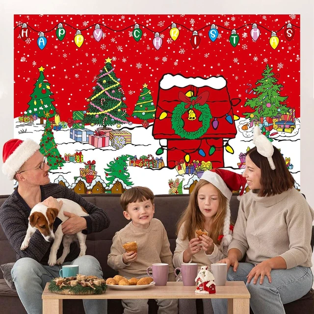 Alt view image 5 of 7 - Comic Christmas Red House Backdrop 8x6FT Winter Snowy Night Xmas Tree Kennel Photography Background for Kids Winter Holiday Christmas Party Decorations Supplies Photo Props