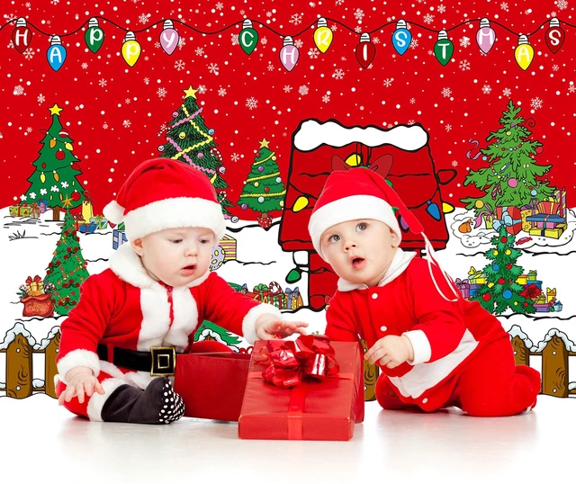 Alt view image 3 of 7 - Comic Christmas Red House Backdrop 8x6FT Winter Snowy Night Xmas Tree Kennel Photography Background for Kids Winter Holiday Christmas Party Decorations Supplies Photo Props