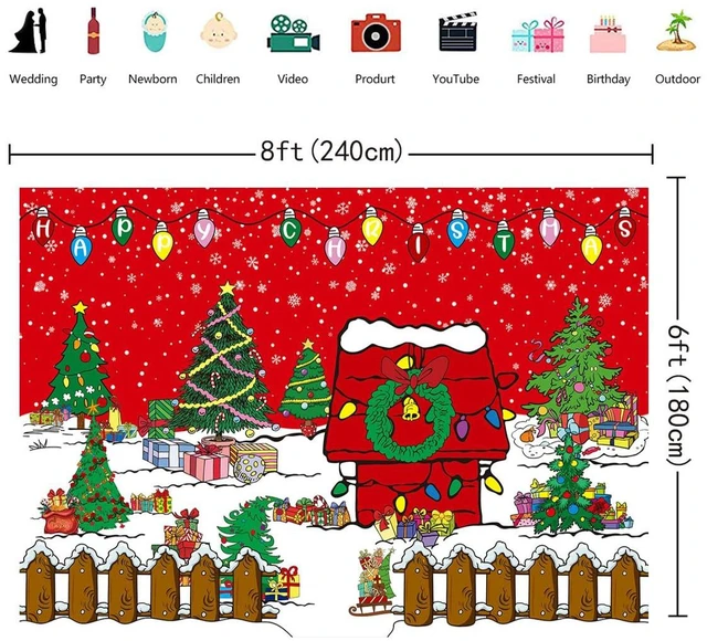 Alt view image 6 of 7 - Comic Christmas Red House Backdrop 8x6FT Winter Snowy Night Xmas Tree Kennel Photography Background for Kids Winter Holiday Christmas Party Decorations Supplies Photo Props