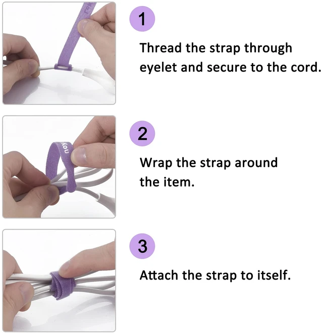 Alt view image 5 of 7 - Cable Ties, 60 PCS 8 Inch Fastening Cable Straps, Reusable Hook and Loop Straps Wire Management, Cord Organizer Ties for Home Desk Office Organization