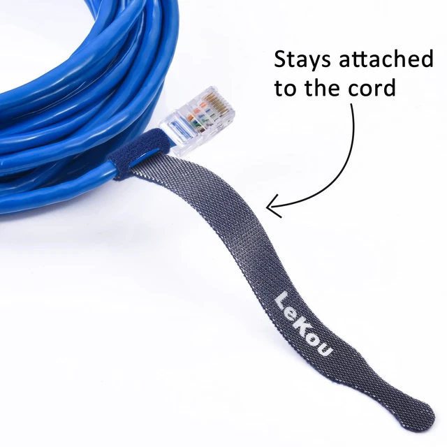 Alt view image 7 of 7 - Cable Ties, 60 PCS 8 Inch Fastening Cable Straps, Reusable Hook and Loop Straps Wire Management, Cord Organizer Ties for Home Desk Office Organization